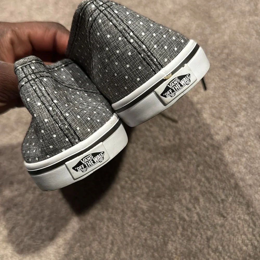 Vans Gray Polka Dot Sneakers Canvas Lace Up Low Top Casual SIZE 5.5M 7W